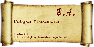 Butyka Alexandra névjegykártya